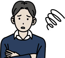 悩んでいる男性のイラスト