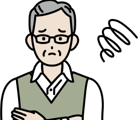 悩んでいる男性のイラスト
